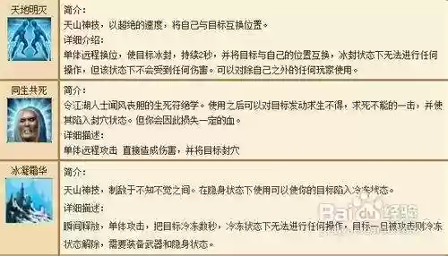 天龙八部天山战斗技能加点
