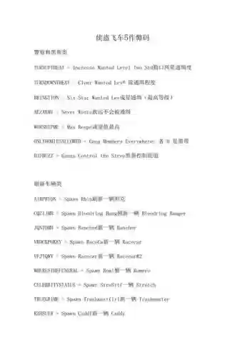 侠盗5武器作弊码